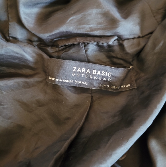 Zara Black Zip Up Winter Warm Coat with Gold Snap Buttons Faux Fur Hood Women S - Picture 5 of 11